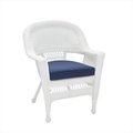Jeco Jeco W00206-C-FS011 White Wicker Chair With Blue Cushion W00206-C-FS011